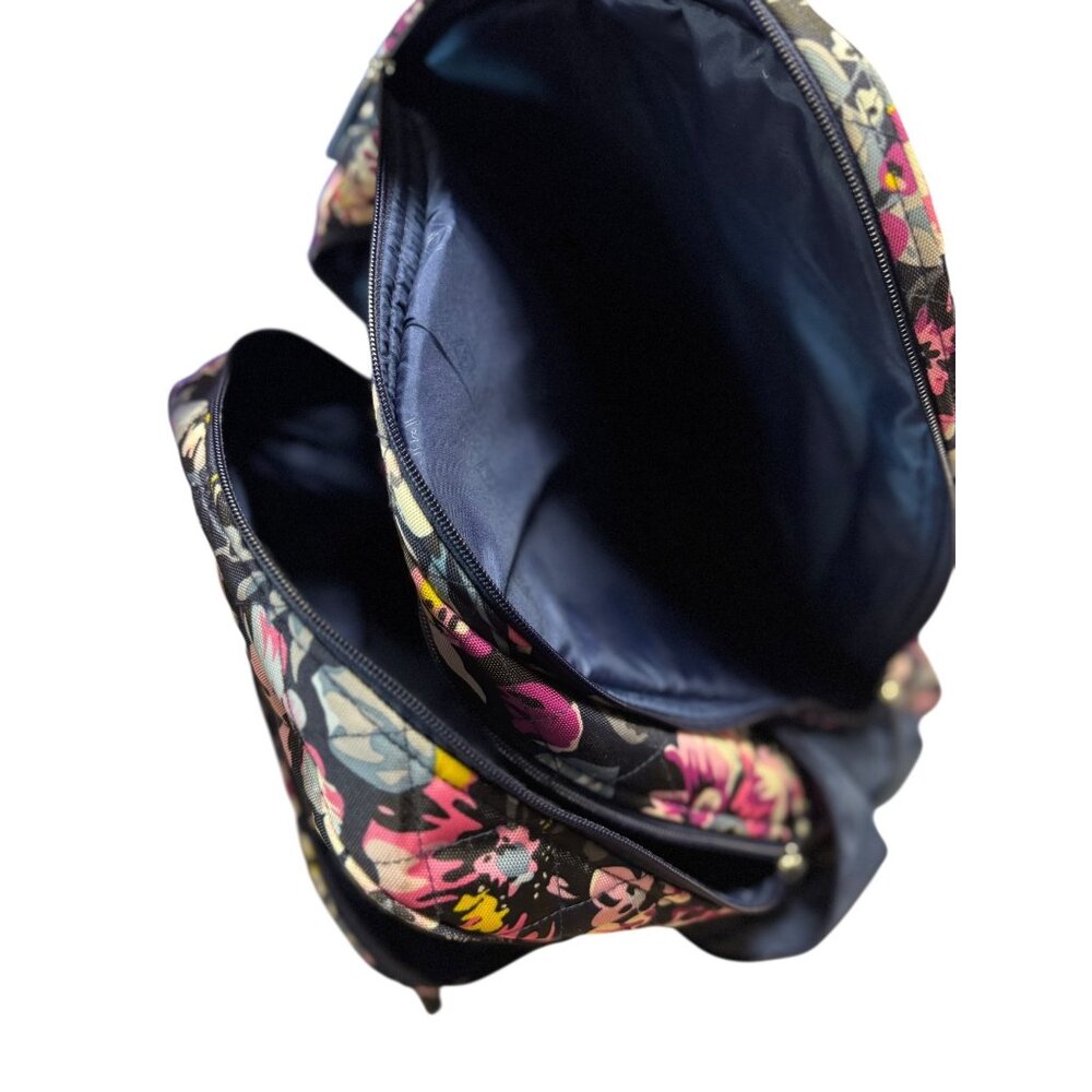 Vera Bradley Floral XL Backpack Navy & Pink With Multiple Compartments - Picture 10 of 11